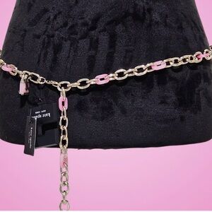 Kate Spade Belt Goldtone, Pink Lock & Spade Chain Link Belt S/M